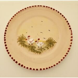 PLATE-SALAD/DESSERT-HANDMADE BY LAMAS-Italy-Chickens in Field-Raised Design